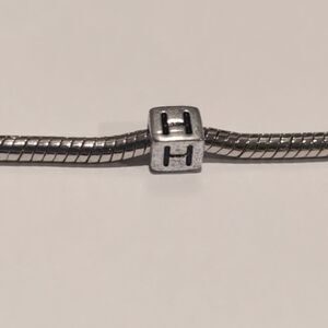 Silver‎ H Spacer Charm for Pandora Style Bracelet